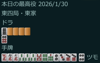 リーチ一発ツモタンヤオドラヨン